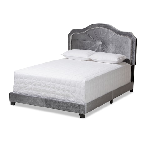 Baxton Studio Embla Modern Gray Velvet Upholstered Queen Size Bed 151-9006